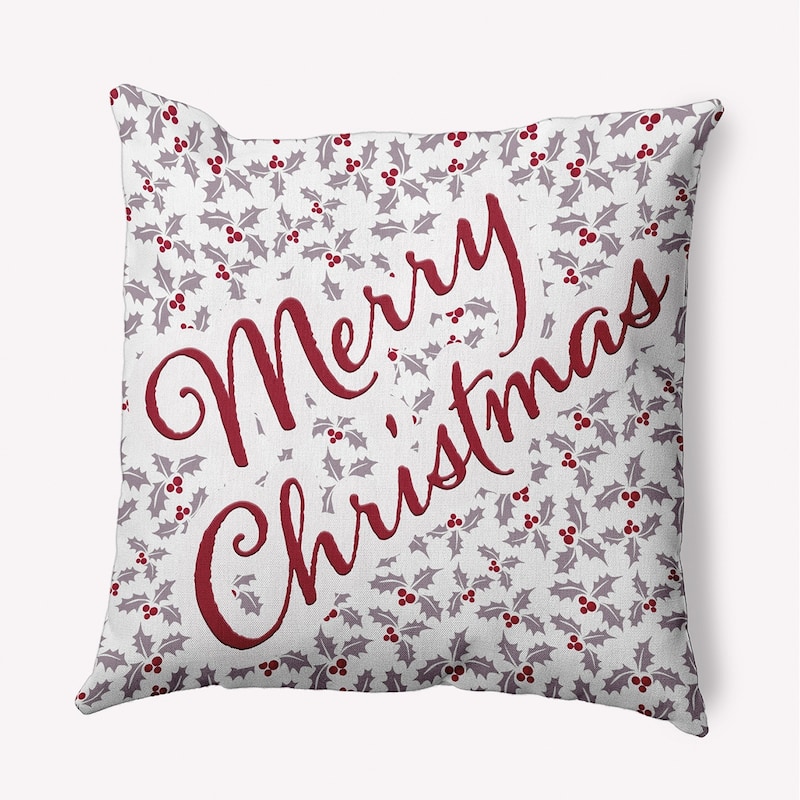 Merry Christmas with Holly Accent Pillow - 20" x 20" - Light Purple