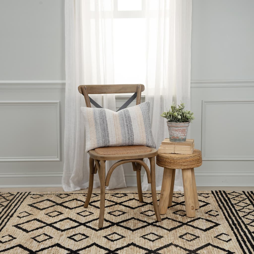 Rizzy Home Transitional Multi/Dark Natural Pillow Cover - 14"x20"