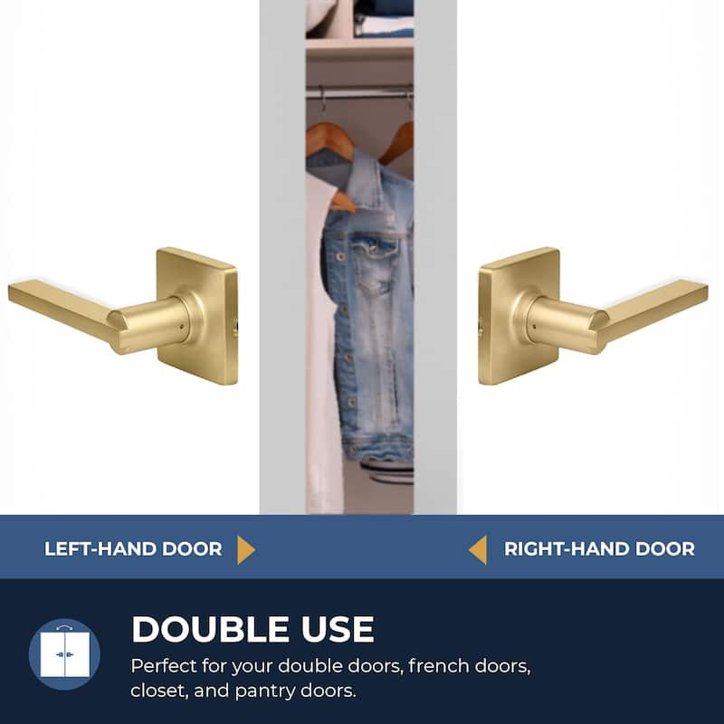 Stylware Maven Square Door Handles Lever | Reversible Handing for Standard Door Sizes | Interior Privacy, Passage & Dummy Use