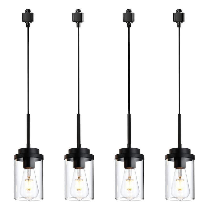 4 Pack H-Type Lighting Pendants Ceiling Track Hanging Light Fixtures, with Track Lighting Rail, E26 Socket, not Include - Black