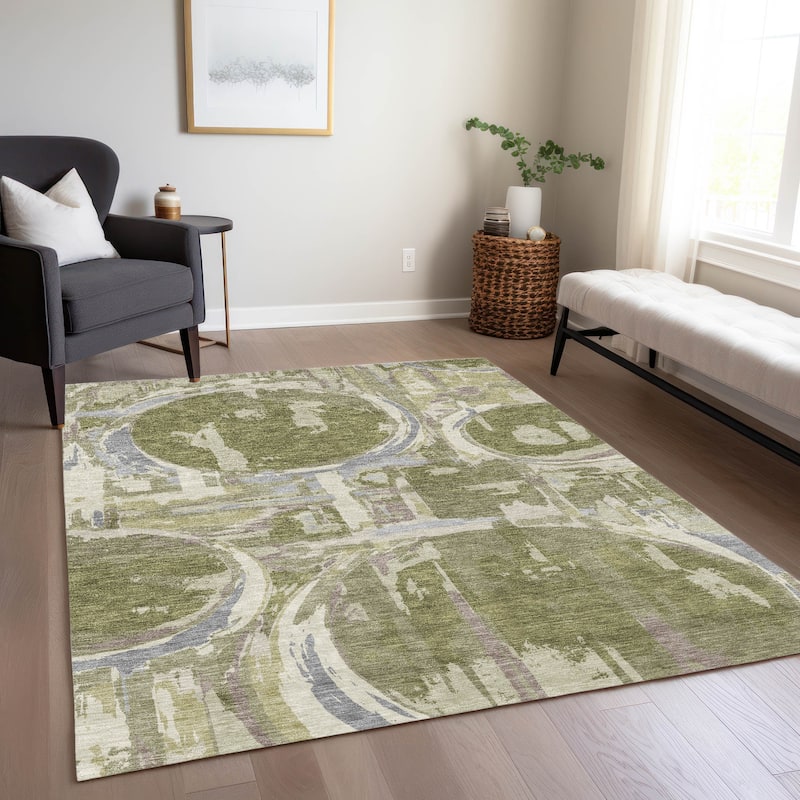 Machine Washable Indoor/ Outdoor Chantille Contemporary Abstract Rug
