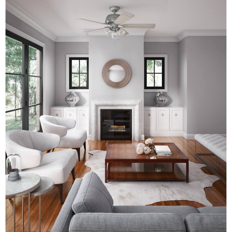 Hunter 52" Shady Grove Ceiling Fan with LED Light Kit/ Pull Chain, Standard or Flush Mount - Casual, Transitional