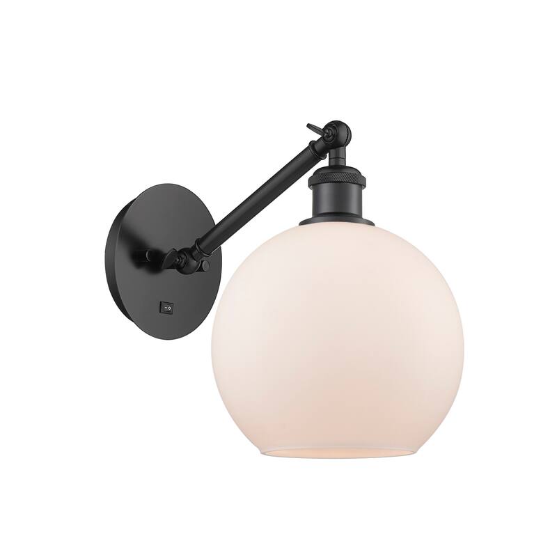 Innovations Lighting 317-1W-14-8 Athens Sconce Athens 14" Tall Wall - Matte Black / Matte White
