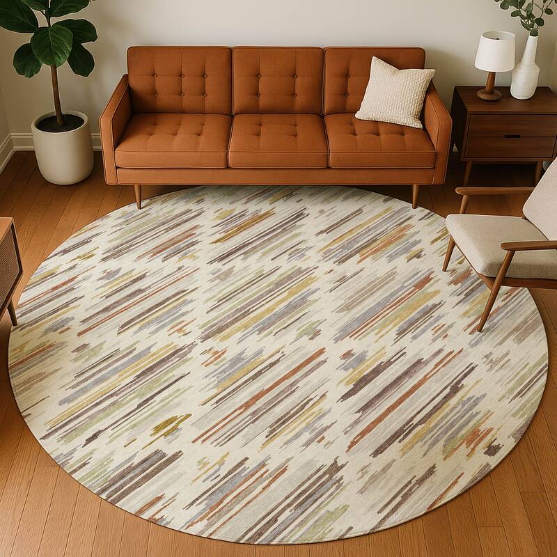 Machine Washable Indoor/ Outdoor Modern Trellis Chantille Rug