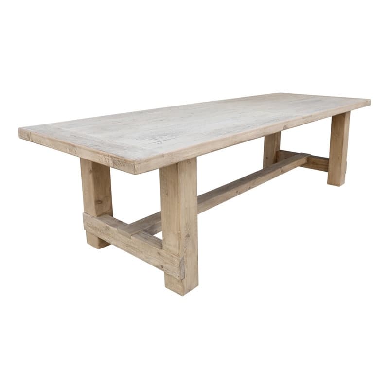110"L Rectangular Weathered Natural Wood Indoor Amalfi Dining Table - Brown