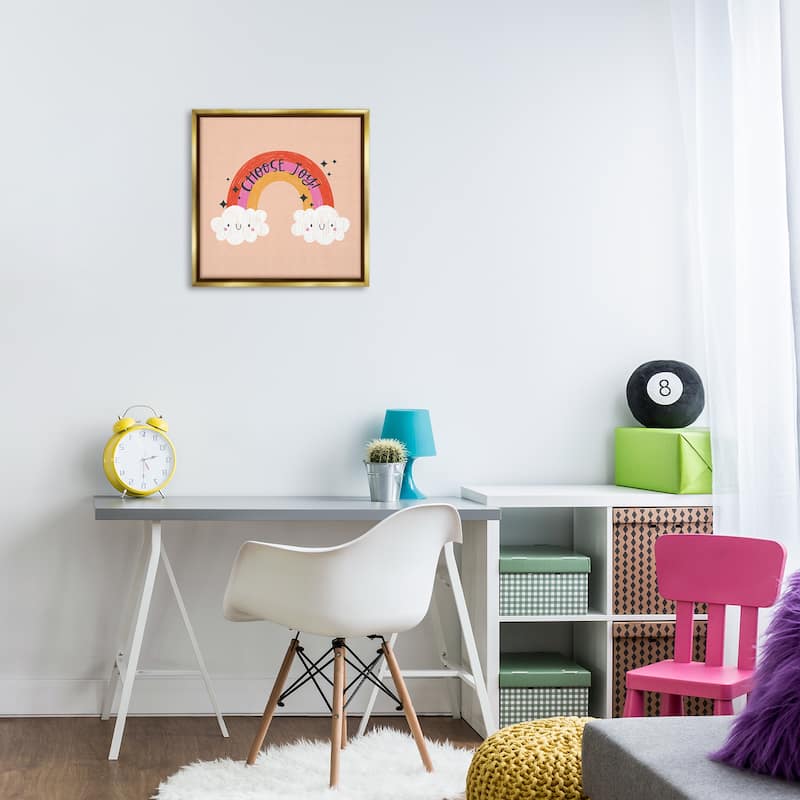 Stupell Choose Joy Happy Rainbow Framed Floater Canvas Wall Art Design By Sarah Hickman