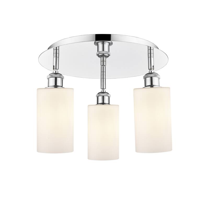 Innovations Lighting Clymer - 3 Light 16" Flush Mount - Polished Chrome/Matte White