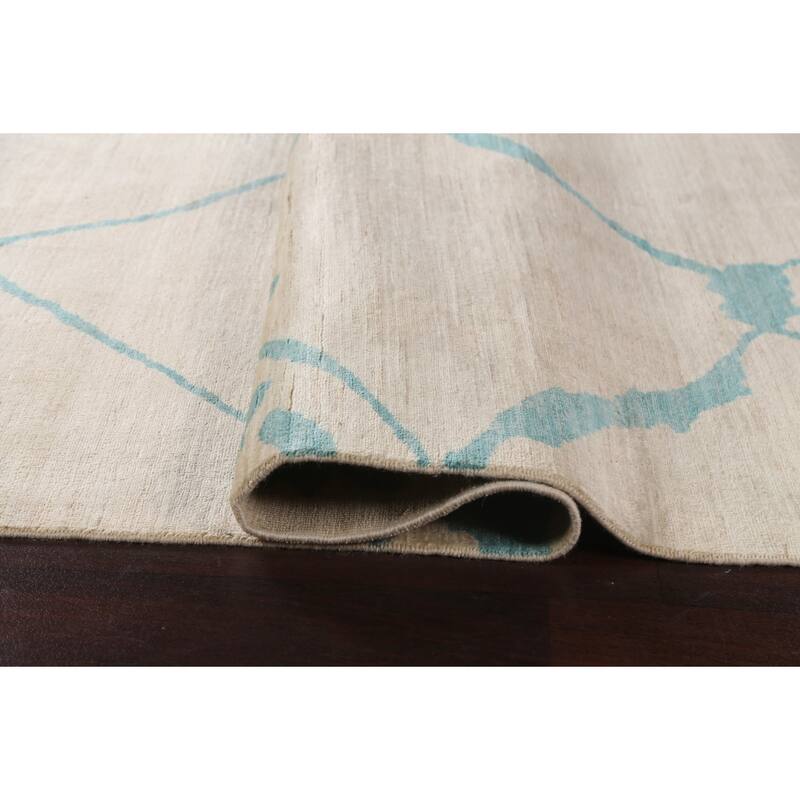 Vegetable Dye Contemporary Moroccan Area Rug Hand-knotted Wool Carpet - 7'9" x 9'9"