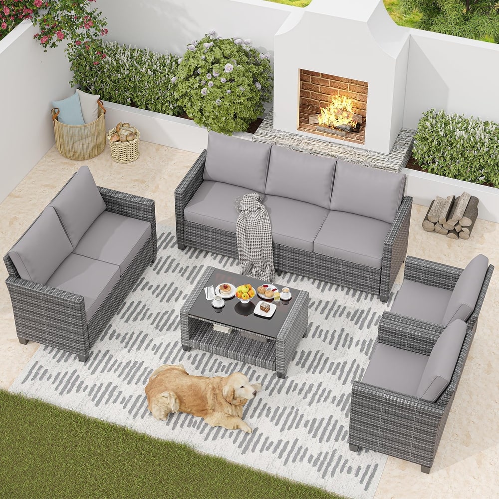 7-seater Outdoor Patio Furniture Sets Sectional Furniture Couch Set