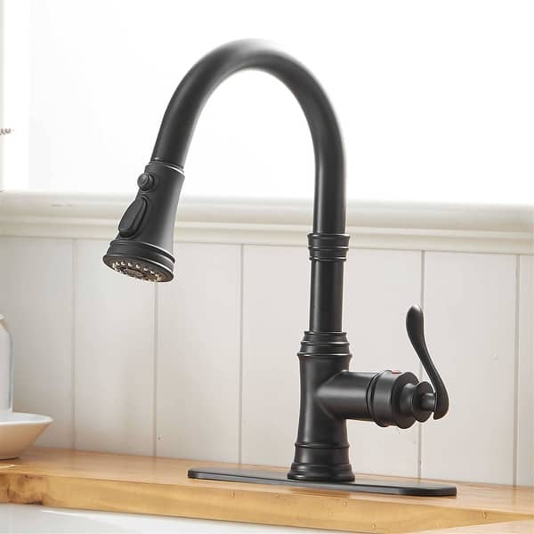 slide 1 of 32, Pull Down Kitchen Faucet Single Handle Modern One Hole Kitchen Sink Faucets With Pull Down Sprayer Basin Tap With Deck Plate Matte Black