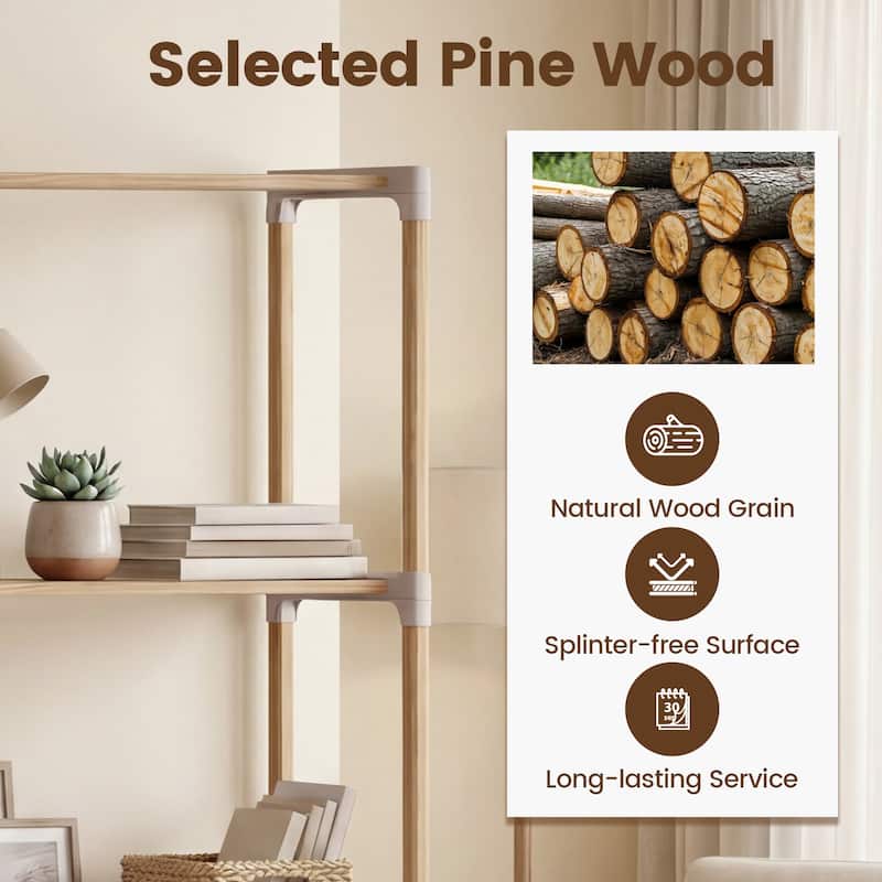 Gymax 2PCS 5-Tier Bookshelf w/Open Shelves Freestanding Storage