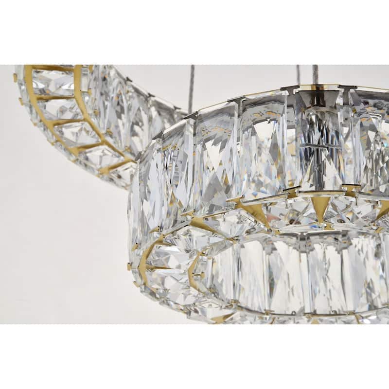 Madelyn Integrated LED chip light gold Pendant Clear Royal Cut Crystal - 17.7"W X 12"H