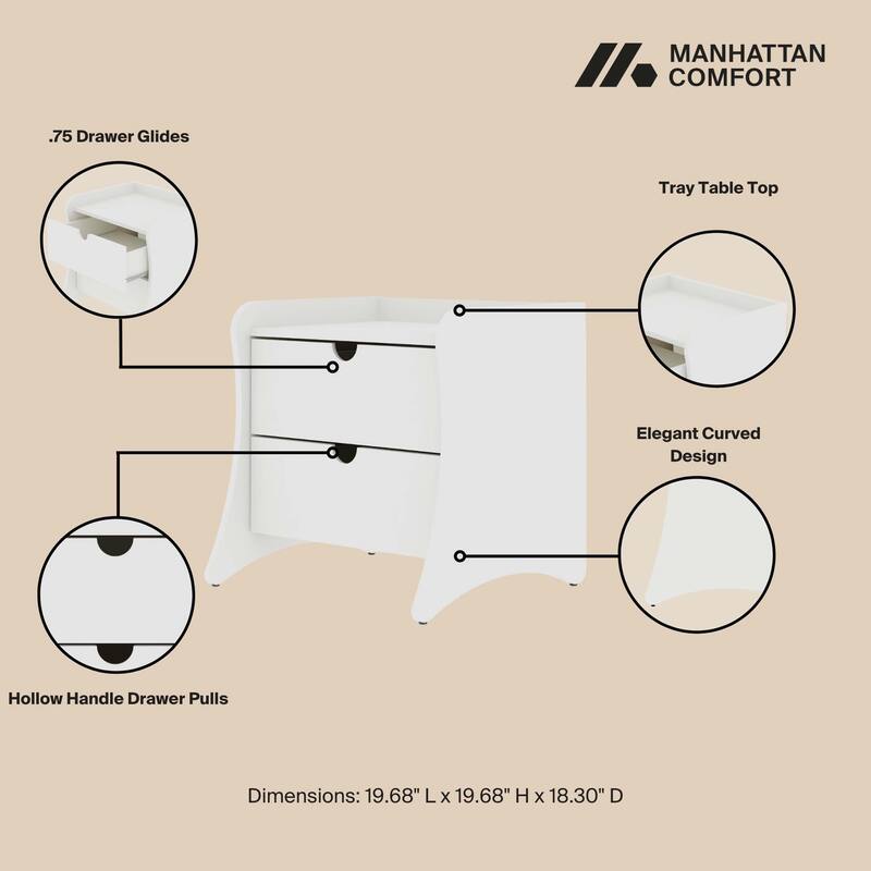 Manhattan Comfort Coney 3-Piece Mid-Century Modern Dresser and Nightstand Set