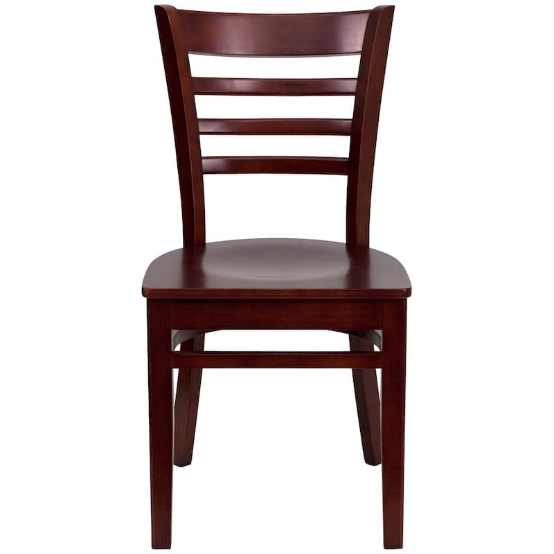 Ladder Back Wooden Restaurant Chair - 17.25"W x 20"D x 33.75"H