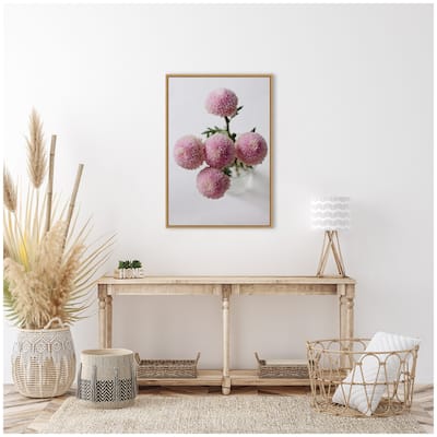 Kate and Laurel Sylvie Bouquet of Pastel Pink Dahlias Framed Canvas by Kristy Campbell