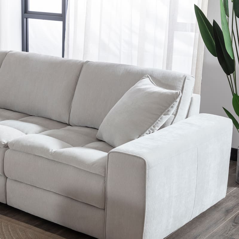 Roundhill Furniture Breton Contemporary Fabric Tufted Sofa, Oyster