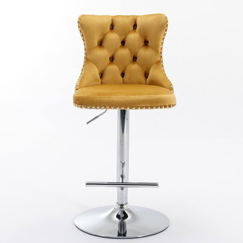 Counter Height Swivel Barstools Adjustable Upholstered Bar Chairs Set of 2