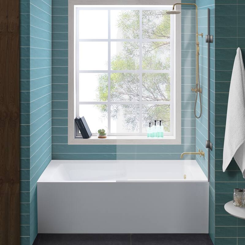 Swiss Madison Voltaire, Acrylic White, Alcove, Integral Armrest, Bathtub with Apron - 60x32 Left - White