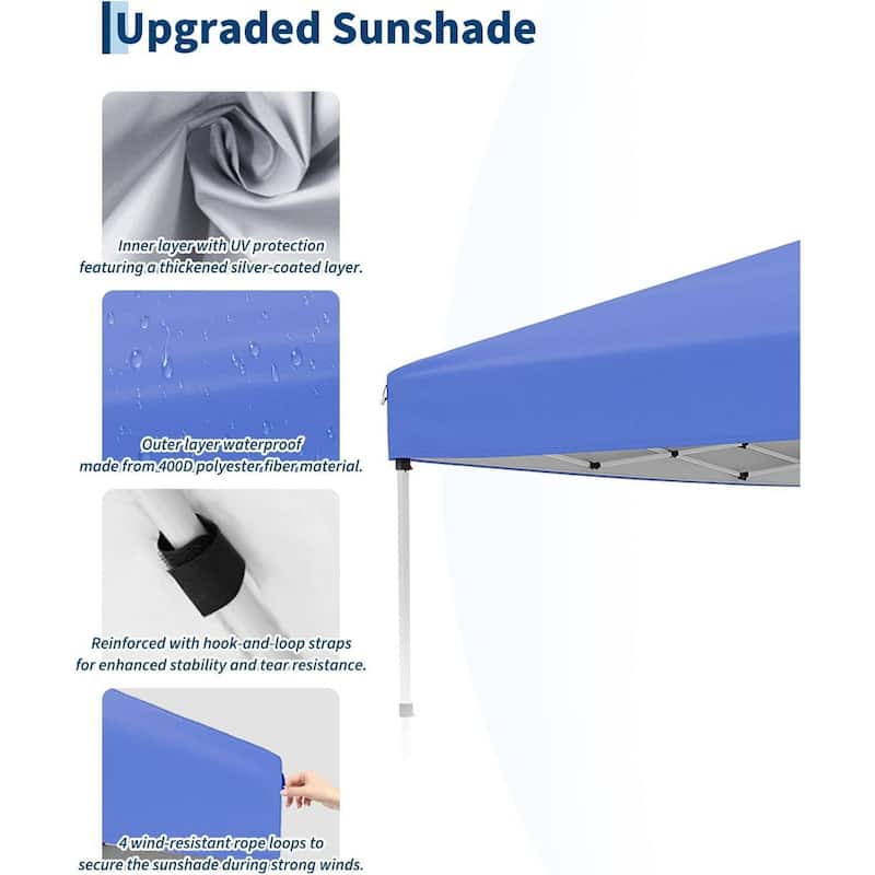 10x10ft Waterproof Pop Up Canopy Tent Replacement Top for Outdoor Garden Patio Sun Shade (Top Only) - N/A