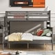preview thumbnail 1 of 24, Twin XL Over Queen Bunk Bed with Ladder & Slat Support, Solid Wood Bunk Bed Frame with Safety Guardrail, Separated into 2 Beds Grey - Queen