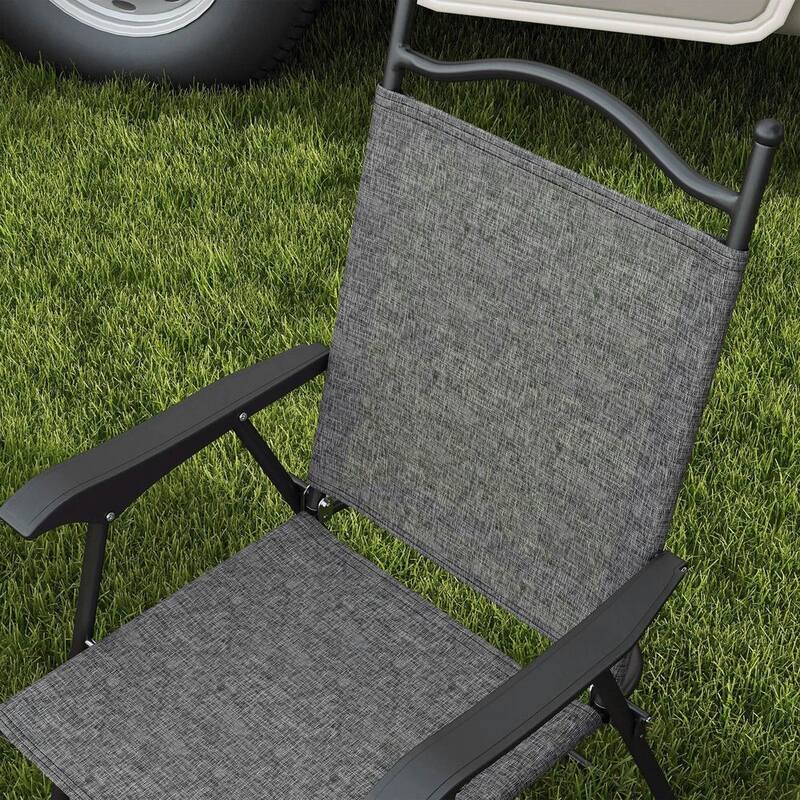 4-Piece Folding Camping Chair Set, Mesh Seats, Armrests for Lawn Patio