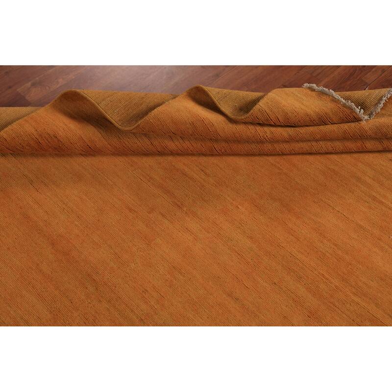 Orange Yellow Modern Gabbeh Oriental Area Rug Hand-Knotted Wool Carpet - 5'3" x 8'1"