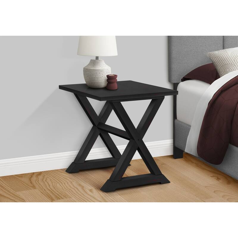 Transitional Square Accent Table, End Table Side Table for living room, Nightstand for Bedroom, Solid Wood Base