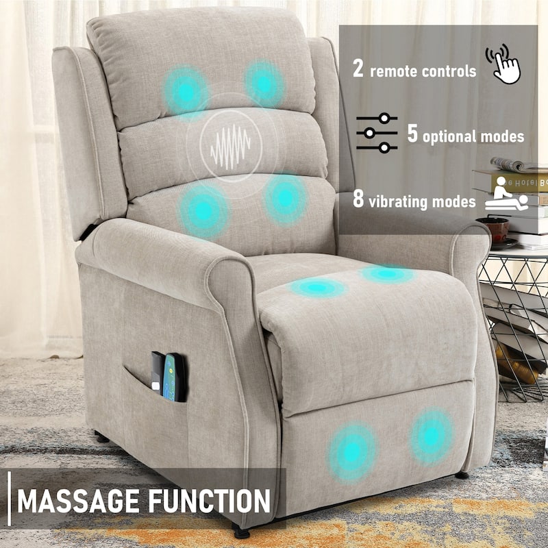 Clihome Chenille Fabric Power Lift Recliner Chair with Massage