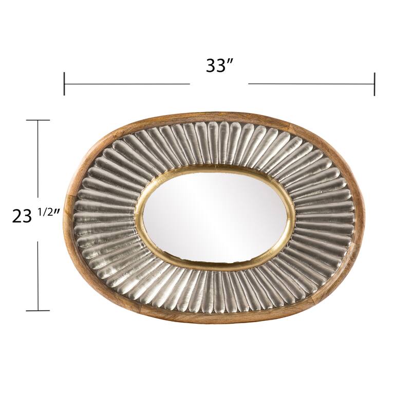 SEI Furniture Faust Oval Decorative Mirror, Natural/Silver/Brass