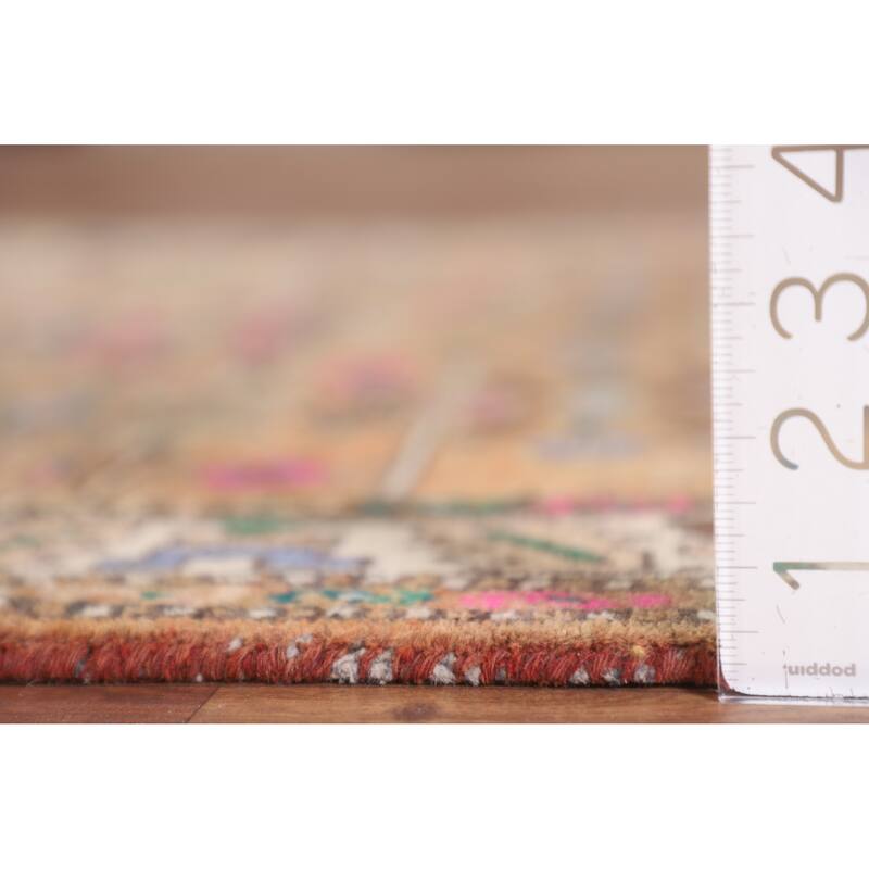 Geometric Hamedan Persian Vintage Runner Rug Handmade Wool Carpet - 3'7"x 8'9"