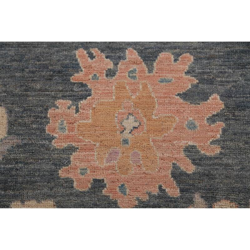 Hand Knotted Oriental 100% Wool Carpet Transitional All-Over Navy Blue & Blues Oushak Area Rug - 10' 0'' X 8' 2''