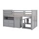 preview thumbnail 4 of 7, Gray Twin Pine Loft Bed with Storage Steps, Movable Desk, Drawers, Guardrail