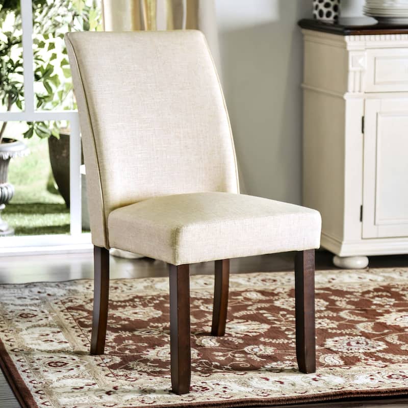 Lind Modern Ivory Fabric Padded Dining Chairs by Furniture of America (Set of 2) - Ivory