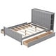 preview thumbnail 10 of 9, Gray Full Size Platform Panel Bed with 4 Drawers Platform Wood Slat Bookcase Storage Bed, Grounded Low Bed, No Box Spring Need