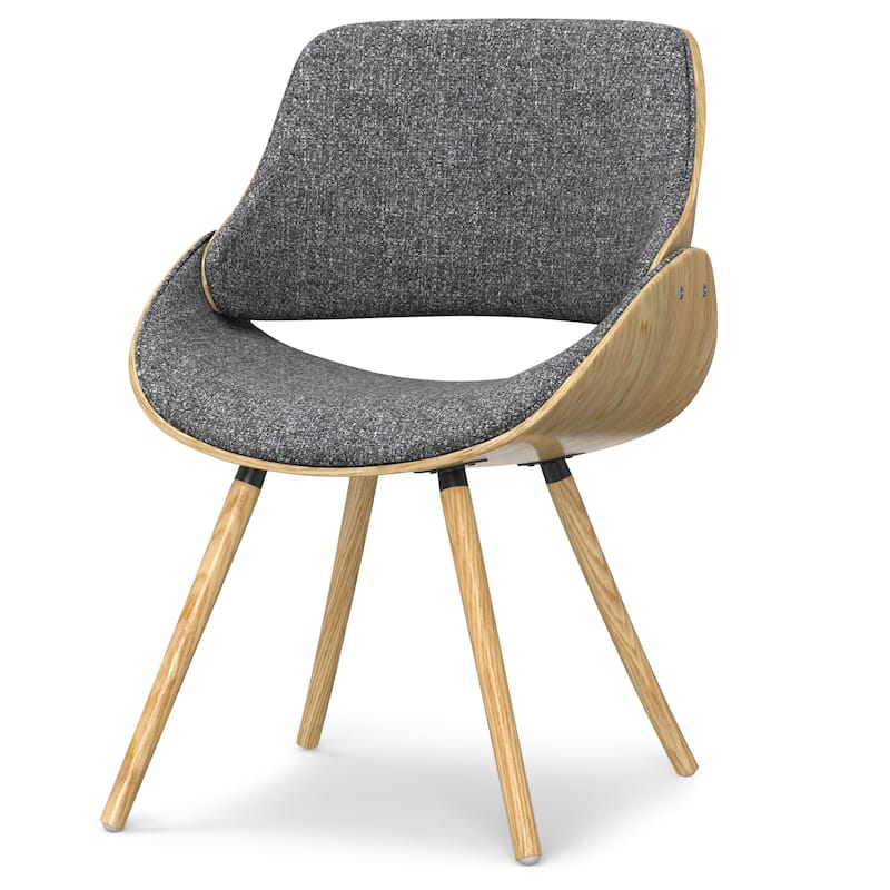 WYNDENHALL Malone Mid Century Modern Bentwood Dining Chair with Light Wood in Polyester linen - 22.8" D x 20.9" W x 30.9"H