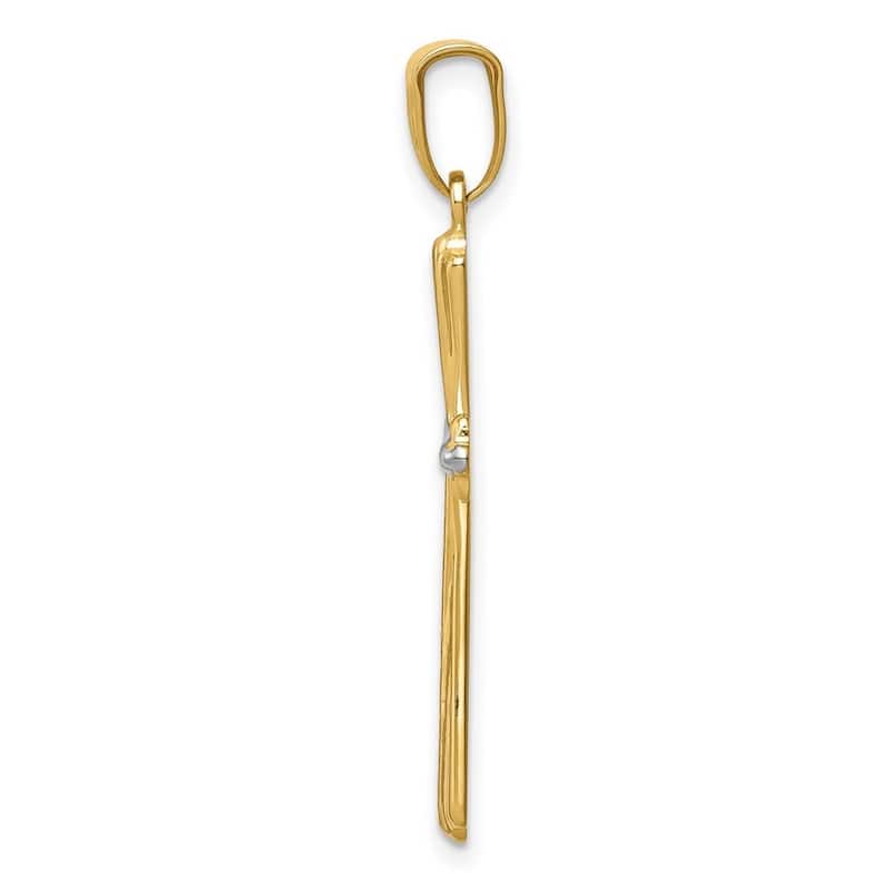 Curata 14k Two-Tone Gold 18" Diamond-cut Flared Cross Pendant Necklace -19x30mm - Orange