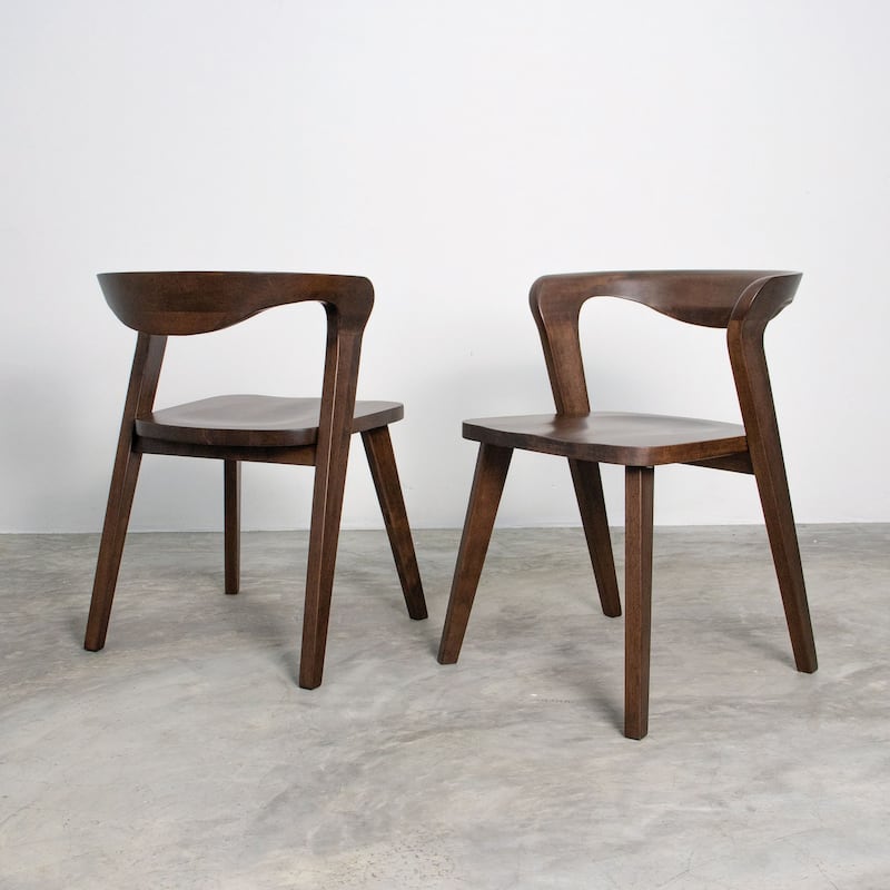 Furniture of America Abigail III Mid-century Modern Handcrafted Solid Hardwood Side Chair (Set of 2) - Rich Walnut
