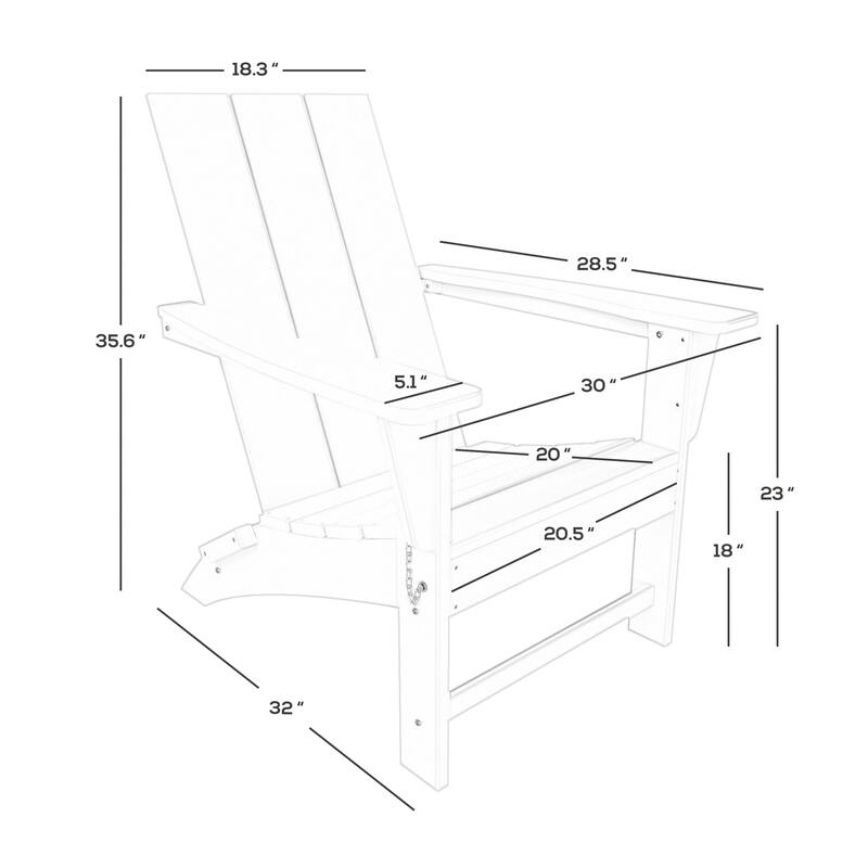 Shoreside Modern Poly Folding Eco-Friendly All Weather Adirondack Chair (Set of 8)