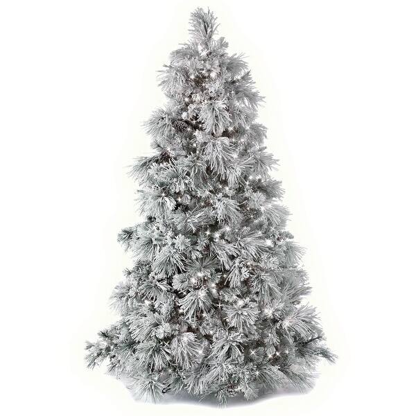 Flocked Bear Mountain Artificial Pre Lit Tree 7 5 Ft Overstock 32056393 Free shipping with $99 purchase! usd