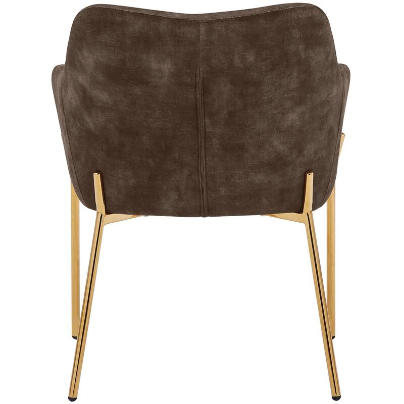 Zaire Upholstered Dining Chair in Velvet/Leather/Boucle with Gold Chrome Iron Set of 4