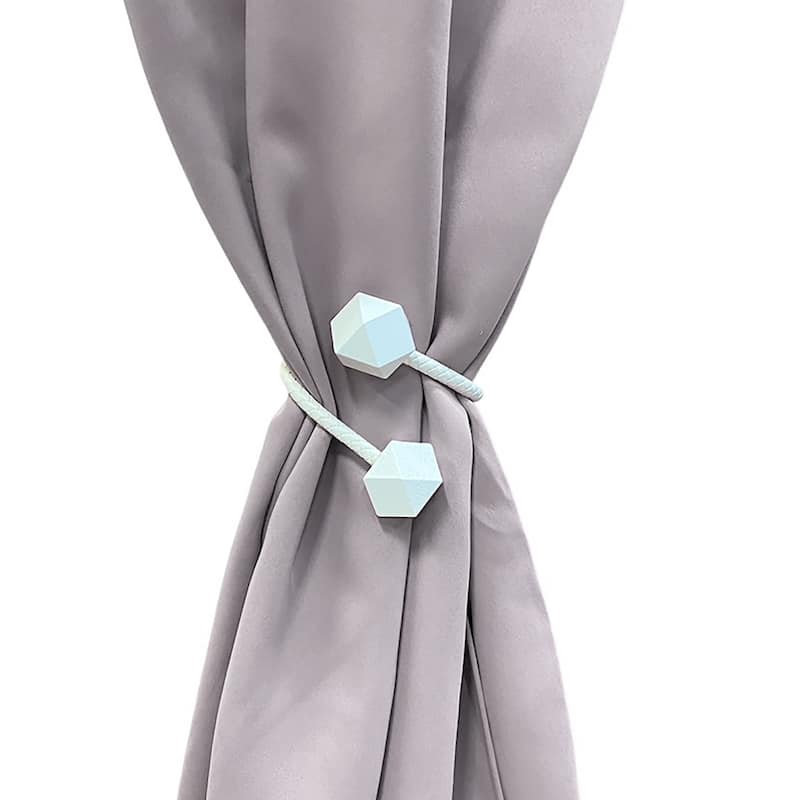 Pure Solid Color Tieback Wooden Tips Faux Leather Covering - 13"L x 1.4"W x 1.4"D