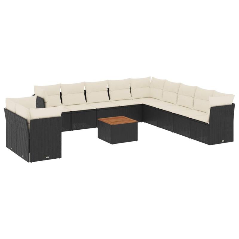 vidaXL Garden Sofa Set Black, Cream White - 113.8 x 48.8 x 33.5