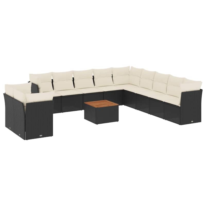 vidaXL Patio Sofa Set with Cushions Outdoor Furniture 12 Piece Poly Rattan - 24.4 x 24.4 x 27.2