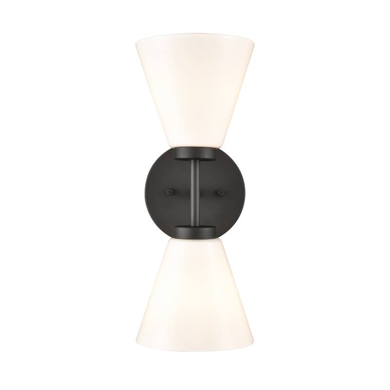 Houghton 15-inch High 2-Light Vanity Light in Brushed Gold - 6 - Matte Black