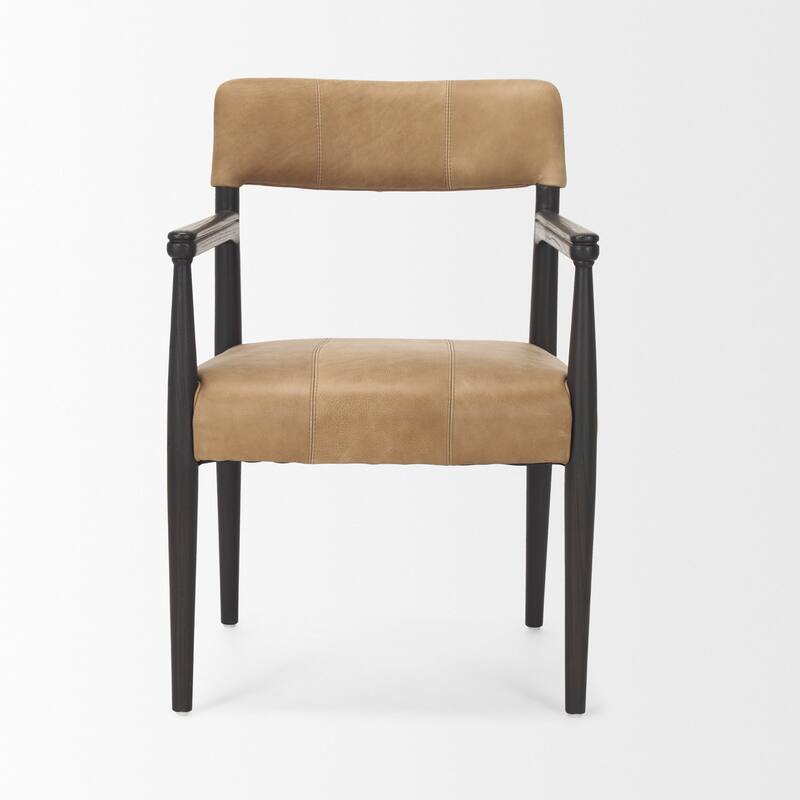 Toni Dark Brown Wood w/ Chestnut Leather Dining Chair