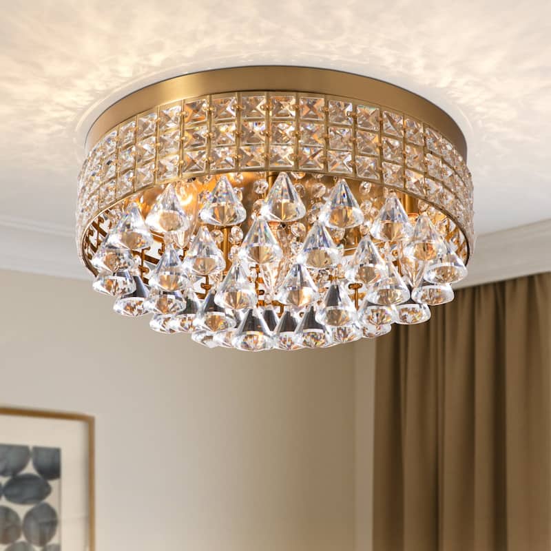 Maxax 4 - Light 15'' Crystal Metal Flush Mount