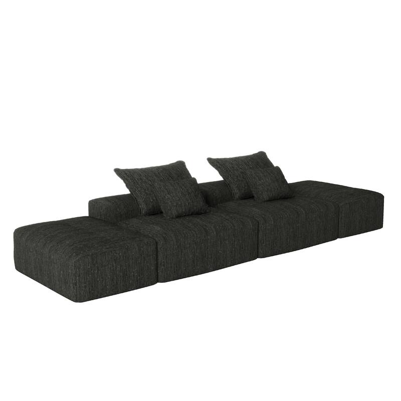 Modern Oversized Modular Chenille Sectional Sofa with 2 Ottomans and 2 Seat, 4 Pillows for Living Room