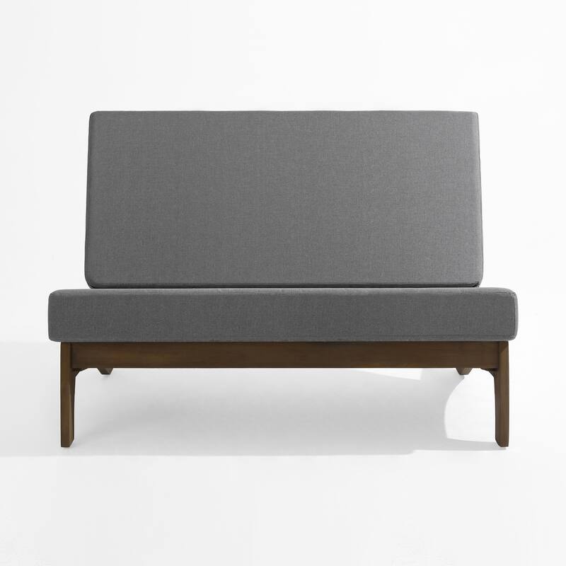 Teak Outdoor Armless Lounge Chair Set Loveseat with Cushions