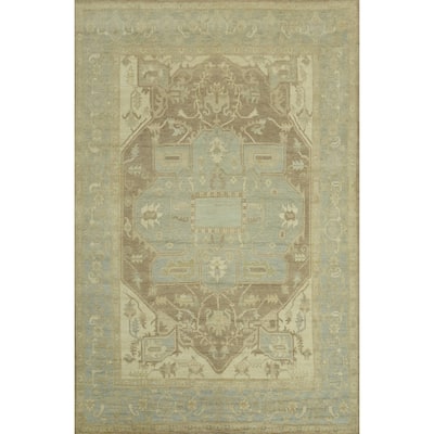 Vegetable Dye Wool Oushak Turkish Large Rug, Medallion Geometric Carpet - 13' 10'' X 10' 1''