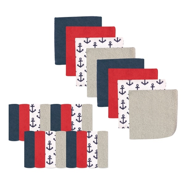 slide 1 of 1, Luvable Friends Baby Boy Super Soft Bundle Washcloths, Anchor, One Size - Anchor - One Size One Size - Anchor
